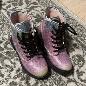 Girl glitter combat boots size 12.